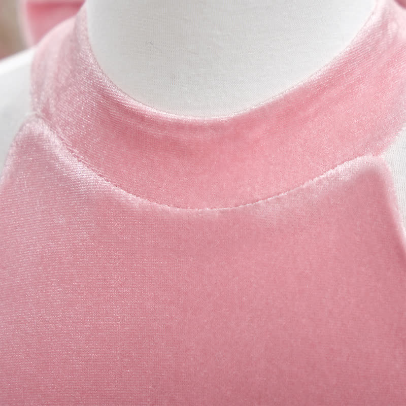 فساتين ميدي مخملية بفتحة جانبية وأكمام ثلاثة أرباع بدون قفازات - image 7