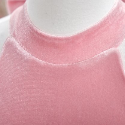 فساتين ميدي مخملية بفتحة جانبية وأكمام ثلاثة أرباع بدون قفازات - image 7