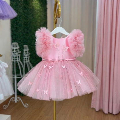 فساتين قصيرة الأكمام قصيرة مزينة باللؤلؤ على شكل فراشة - image 2