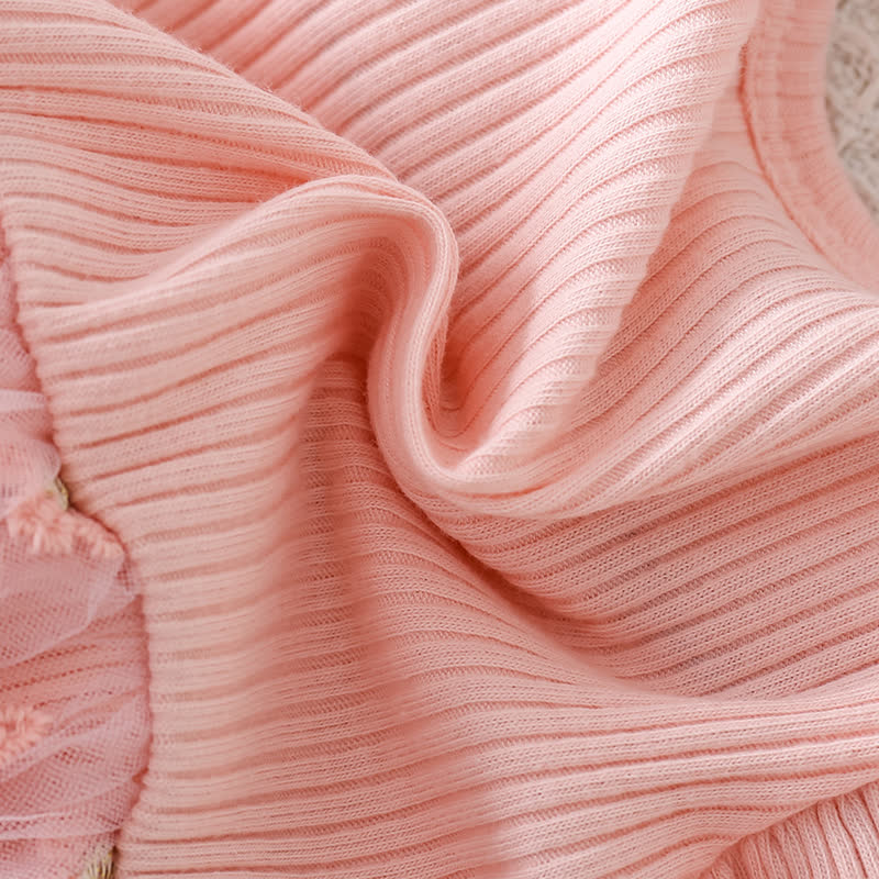 بدلة جسم متوسطة الطول بأكمام قصيرة مزينة بوردة مقسمة من القطن بنسبة 100% - image 9