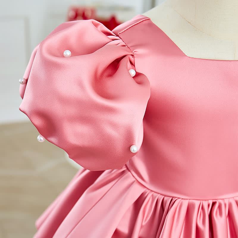 فساتين ميدي قصيرة الأكمام مزينة بفيونكة من الساتان - image 4