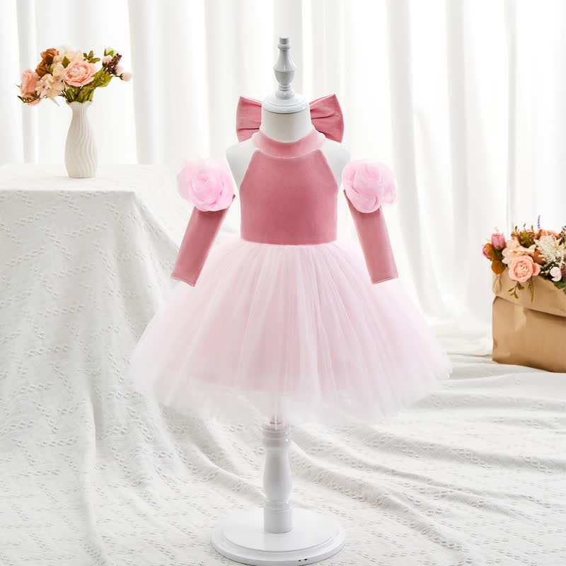 فساتين ميدي مخملية بفتحة جانبية وأكمام ثلاثة أرباع بدون قفازات - image 5