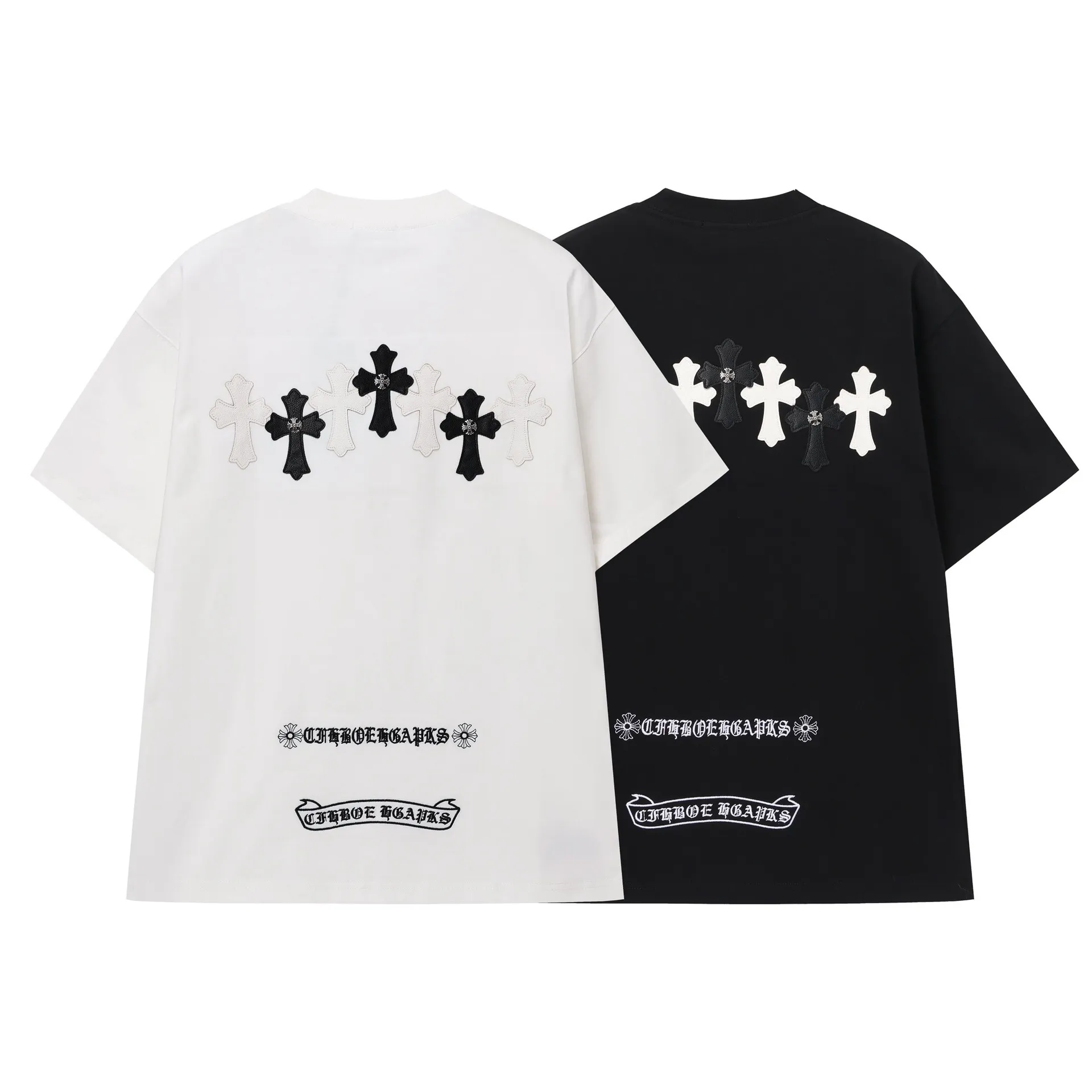 クロムハーツ 刺繍Tシャツ メンズ 半袖 ルーズフィット クロス 梵字デザイン｜クロムハーツ公式アウトレット