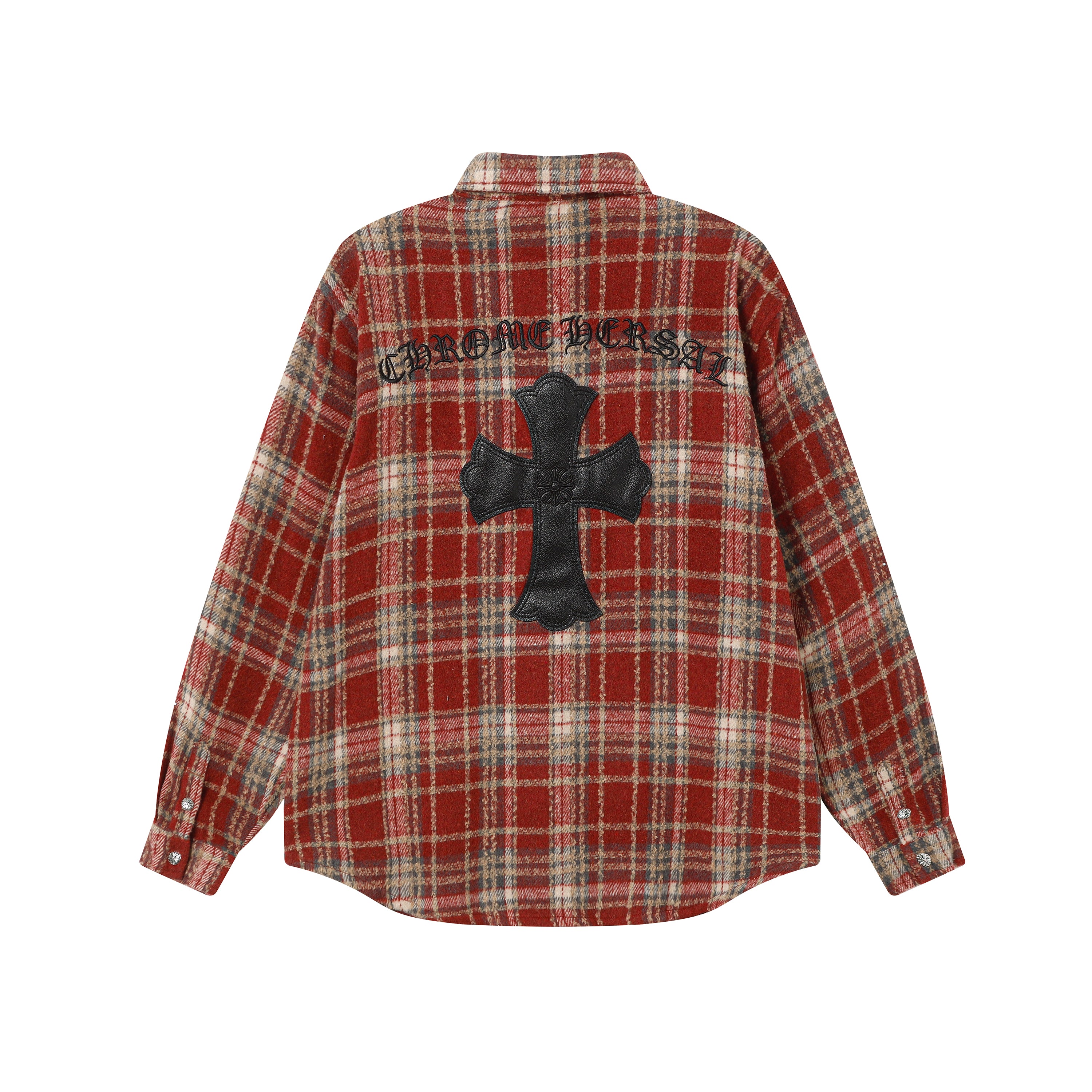 【Chrome Hearts】クロムハーツ 刺繍レザークロスディテール フランネルシャツ Tシャツ