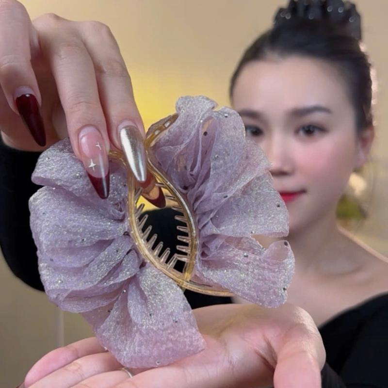 Rosemary Beauty | Kẹp Tóc Bông Lưới Lấp Lánh - Tạo Không Khí Dịu Dàng & Cuốn Hút