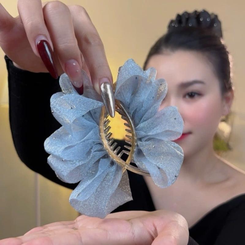 Rosemary Beauty | Kẹp Tóc Bông Lưới Lấp Lánh - Tạo Không Khí Dịu Dàng & Cuốn Hút