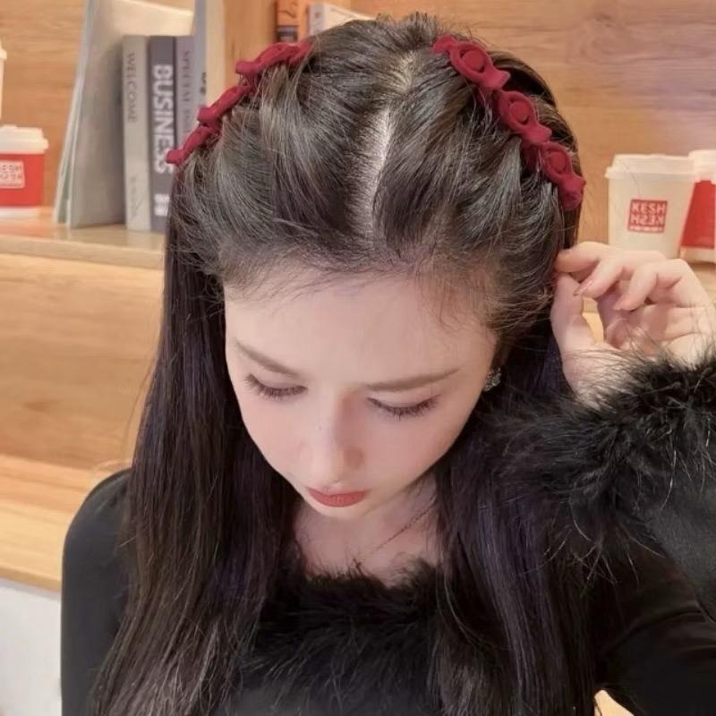 Kẹp Tết Tóc Mái Nhung Phong Cách Hàn Quốc - Phụ Kiện Tóc