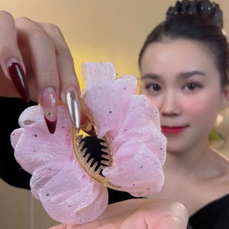 Rosemary Beauty | Kẹp Tóc Bông Lưới Lấp Lánh - Tạo Không Khí Dịu Dàng & Cuốn Hút