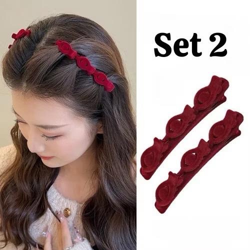 Kẹp Tết Tóc Mái Nhung Phong Cách Hàn Quốc - Phụ Kiện Tóc