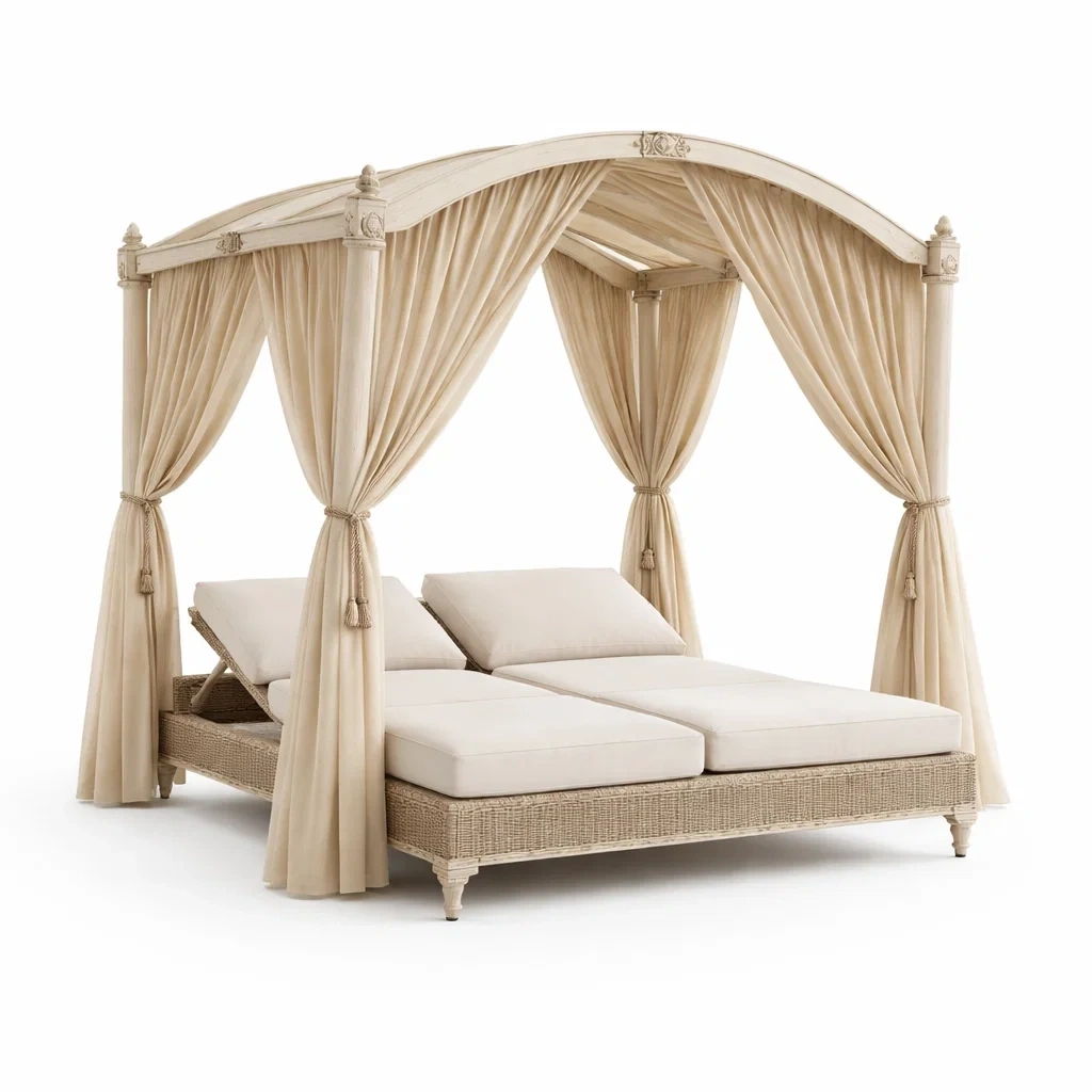 Luxury Outdoor Canopy Daybed – Cream-WiseWoven