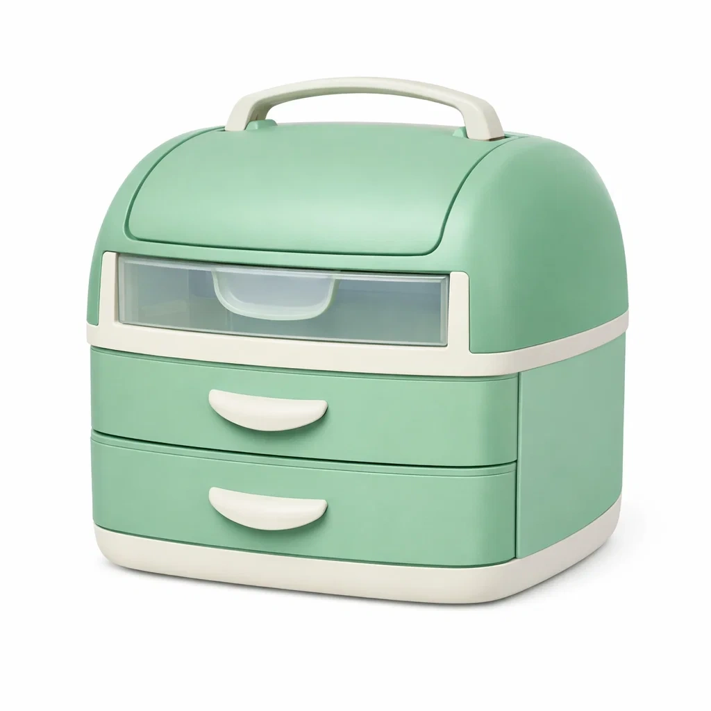 Cosmetic Storage Organiser with Handle-Mint Green