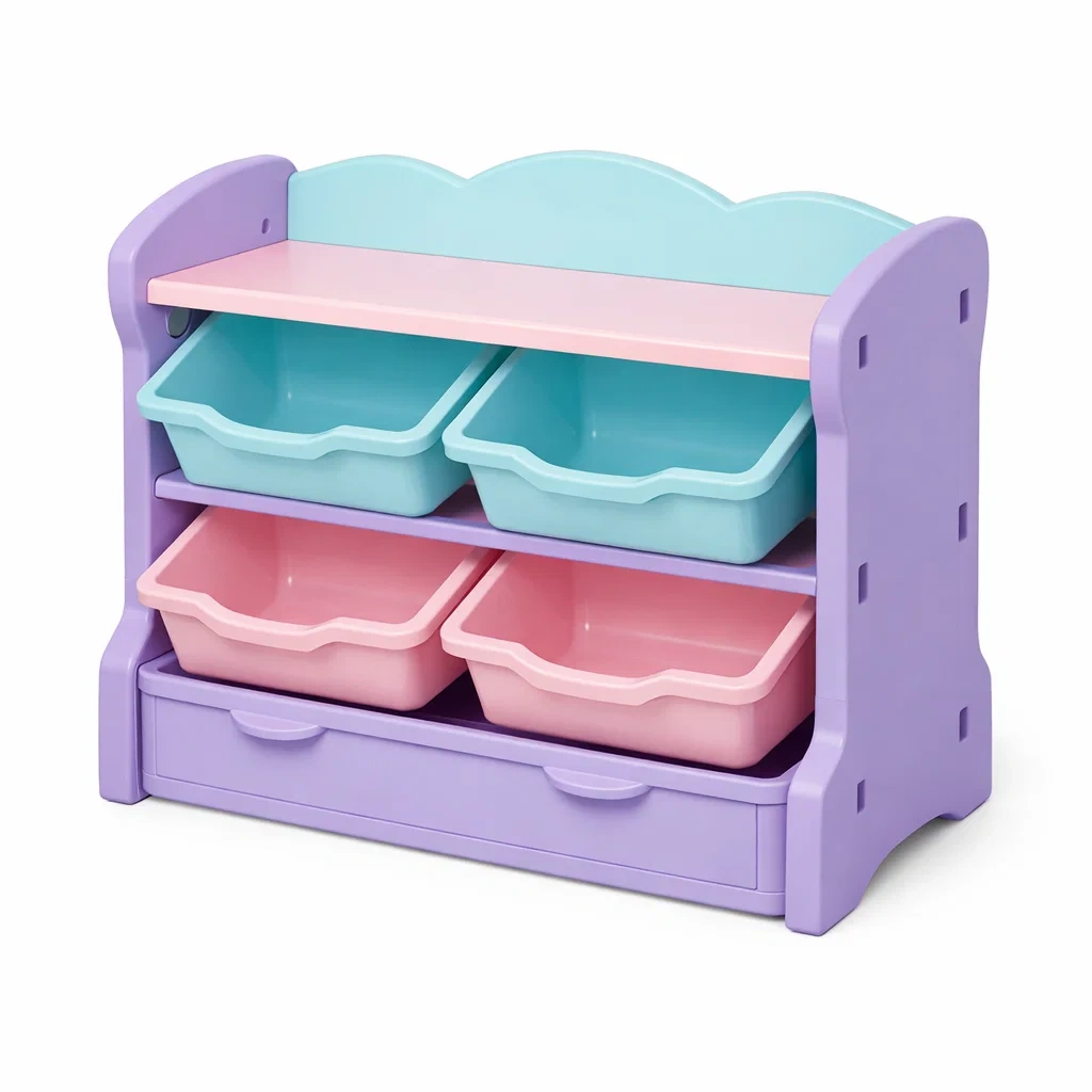 Pastel Toy Storage Rack with Drawers-Purple-roomtimber