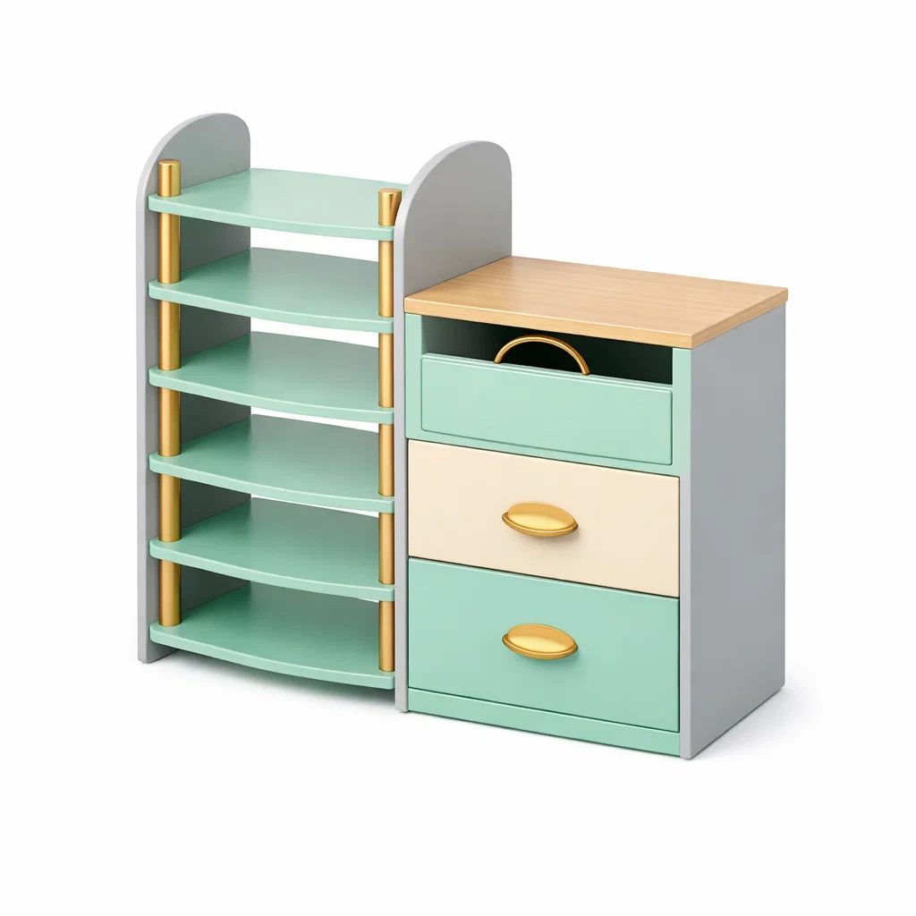 Shelf Cabinet with Drawers C Mint Green-timbercabinhome