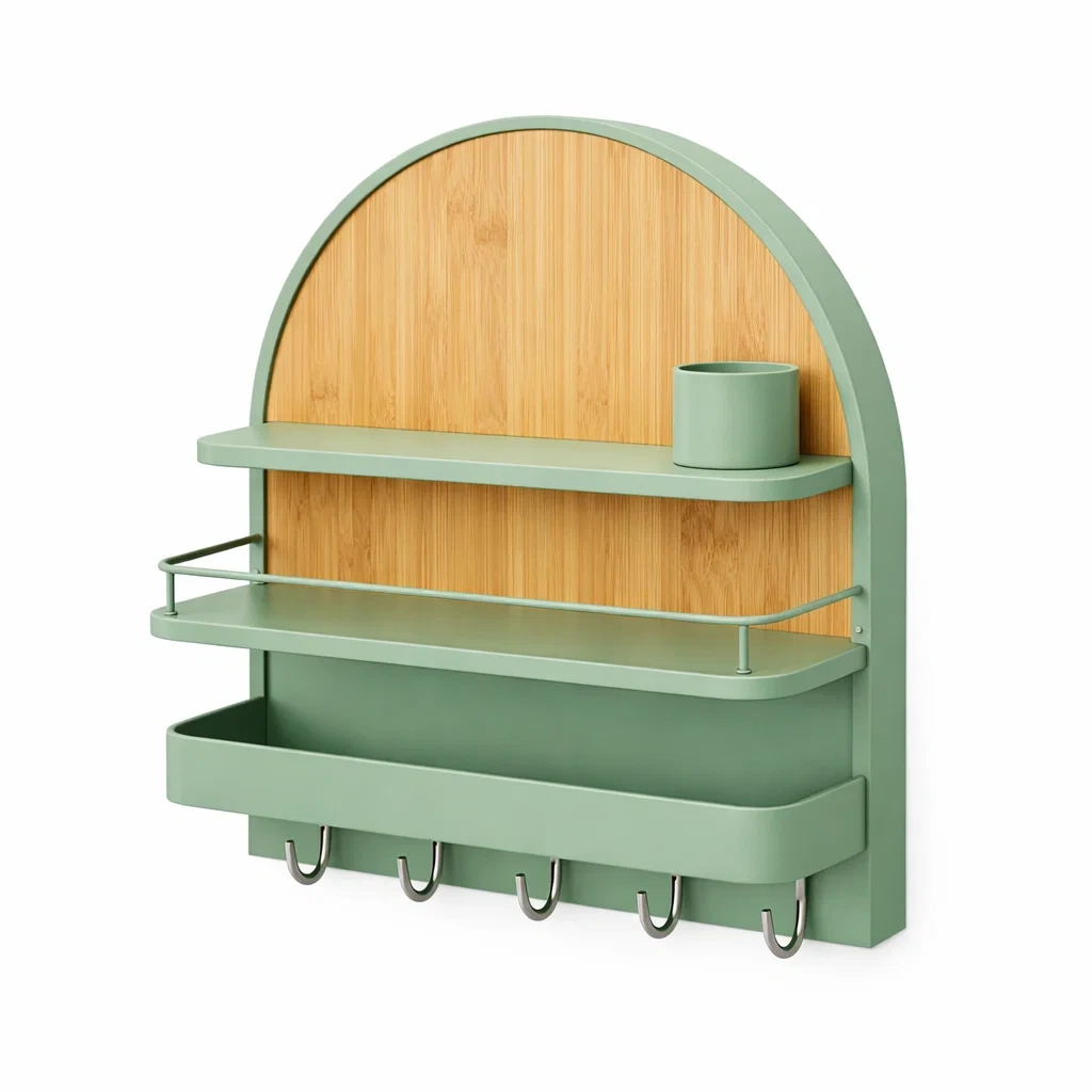 Wall Shelf with Bamboo Back Panel C Green-timbercabinhome