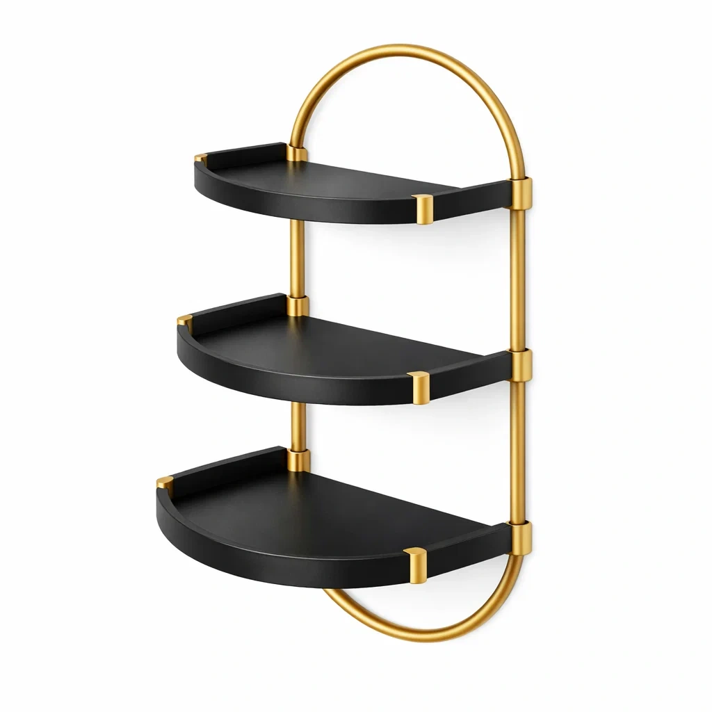 Wall Mounted Triple Shelf Unit C Black-timbercabinhome