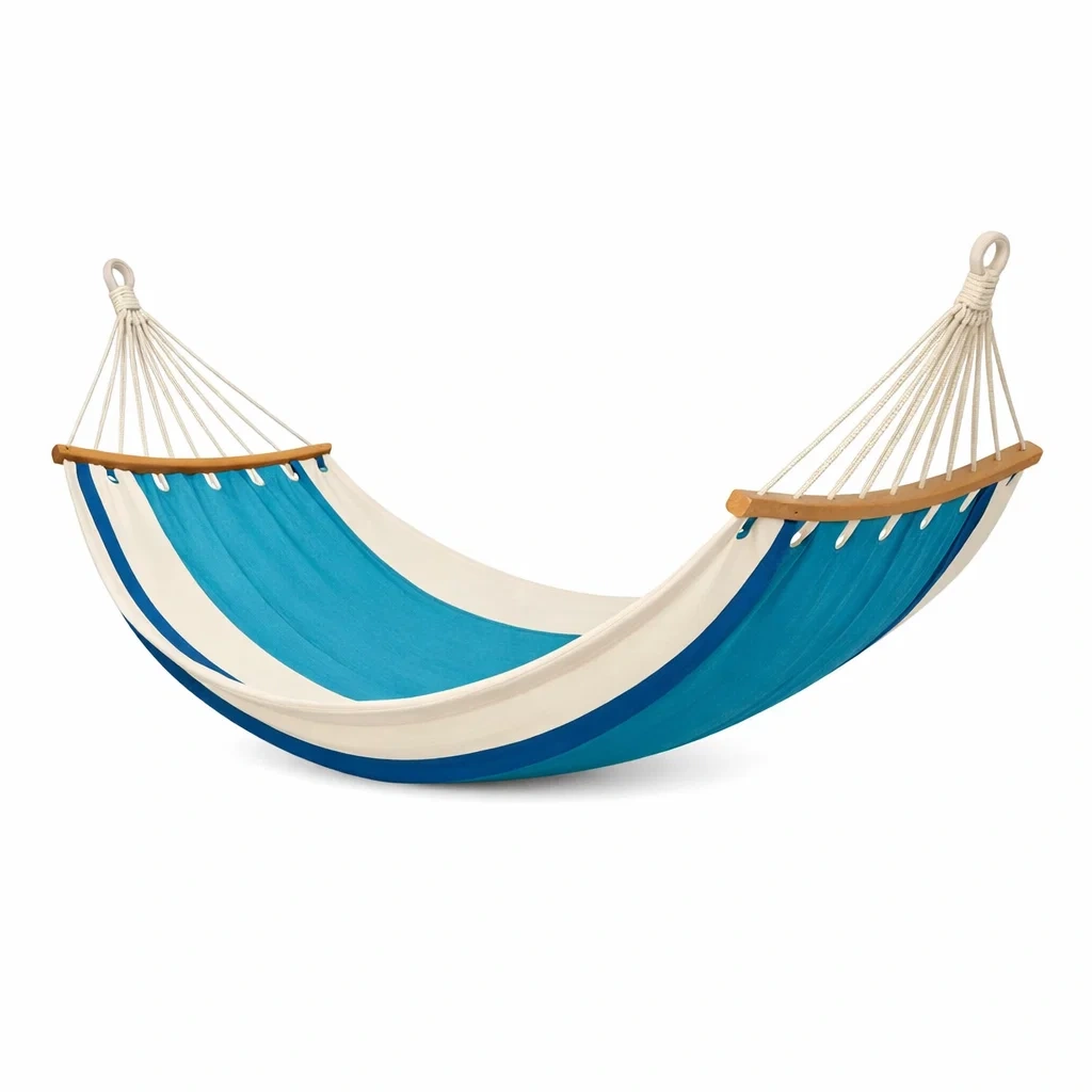 Wooden Bar Fabric Hammock C Blue-oaknestle