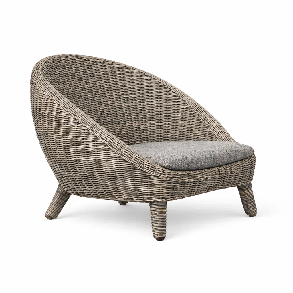 Wicker Lounge Chair with Cushion C Grey-oaknestle