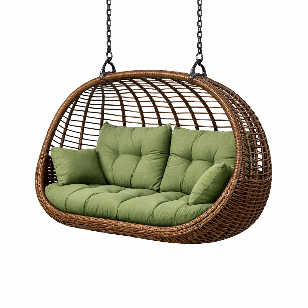 Hanging Egg Chair with Cushions C Brown-oaknestle