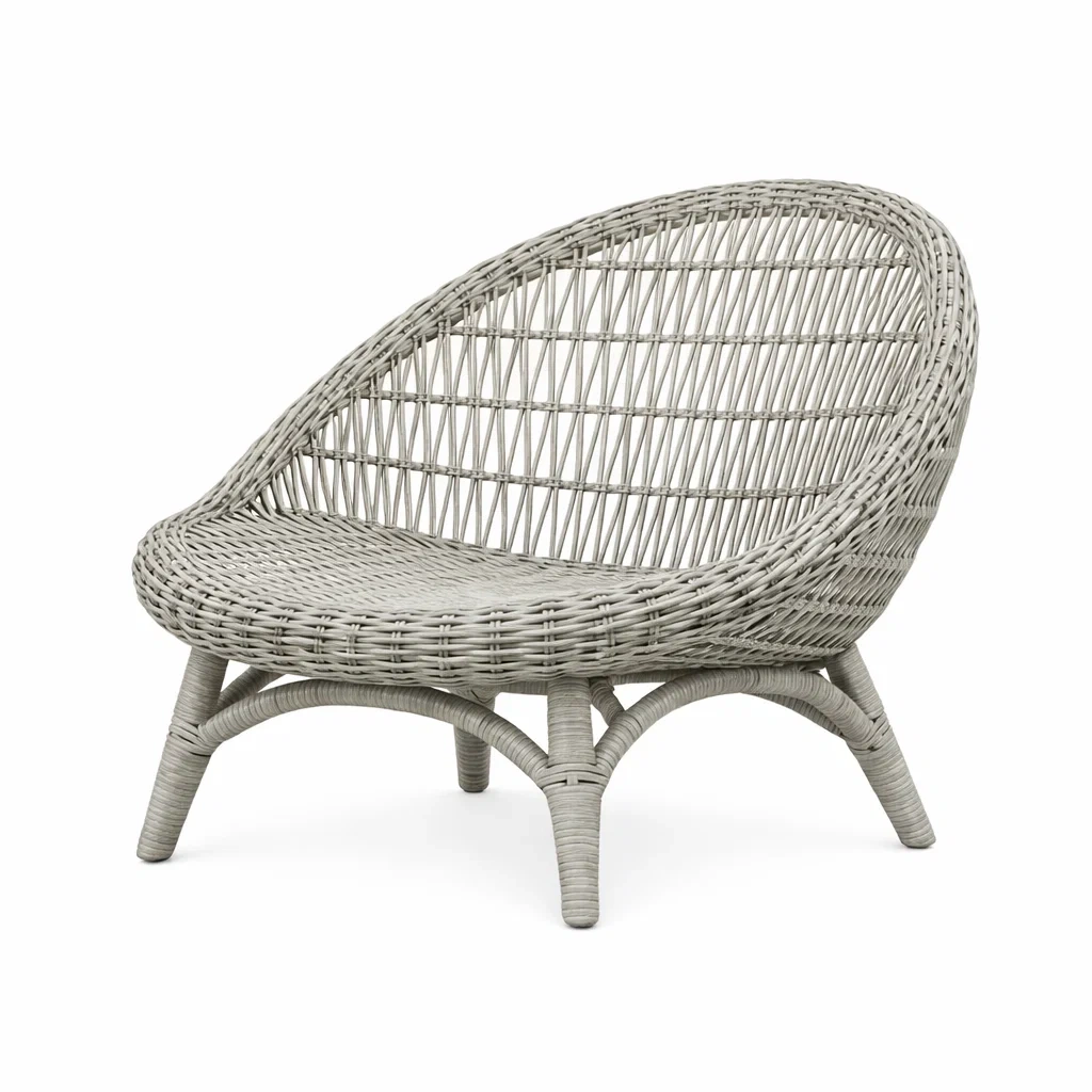 Rattan Lounge Chair-Light Grey-craftedlodge