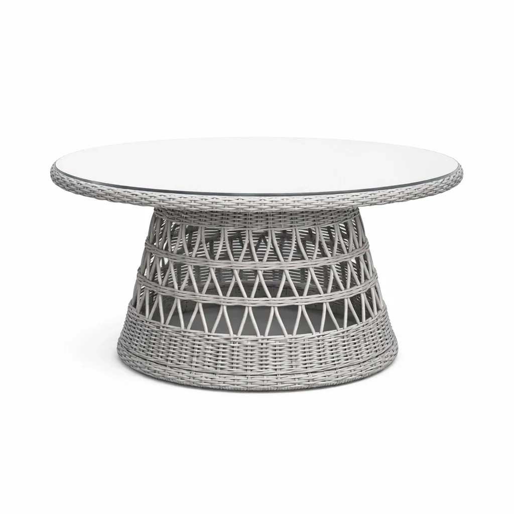 Coastal Round Rattan Outdoor Dining Table-craftedlodge