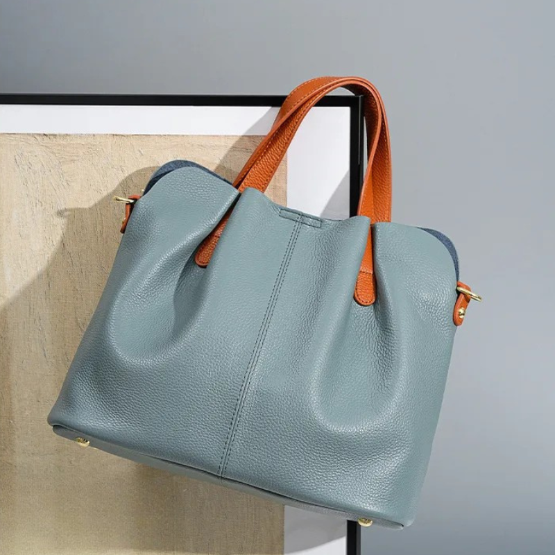 Дамски кожени чанти от автентична говежда кожа с текстура “личи” (първи клас качество)