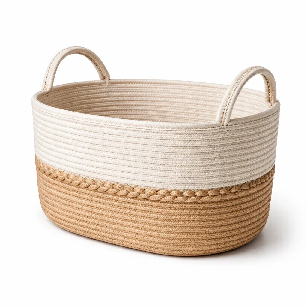 Two Tone Rope Storage Basket-modwoodly
