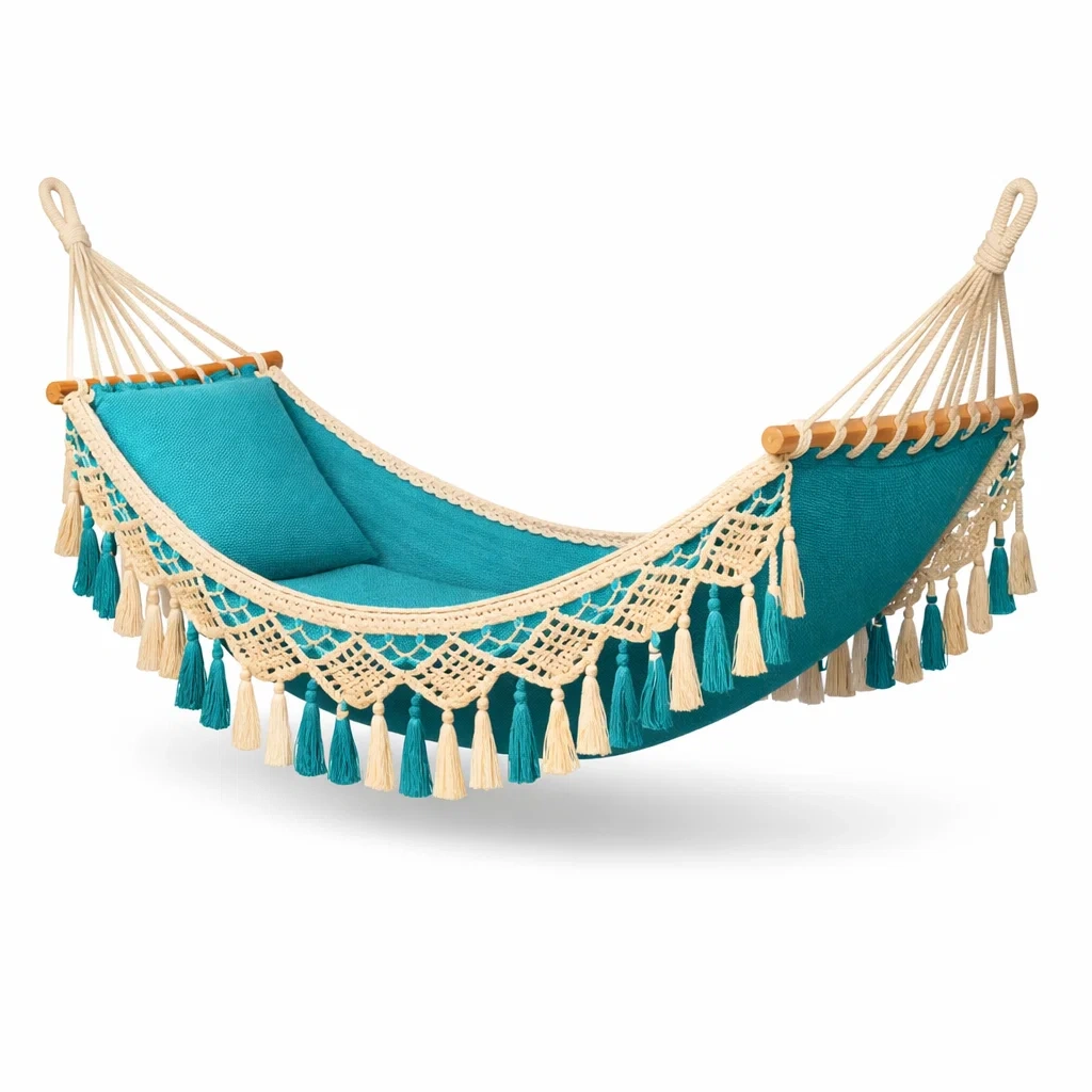 Outdoor Tassel Hammock with Cushion-modwoodly