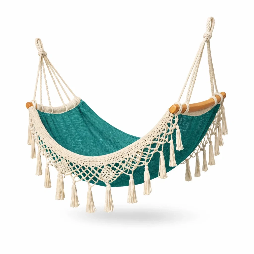 Decorative Outdoor Hammock with Fringe-modwoodly
