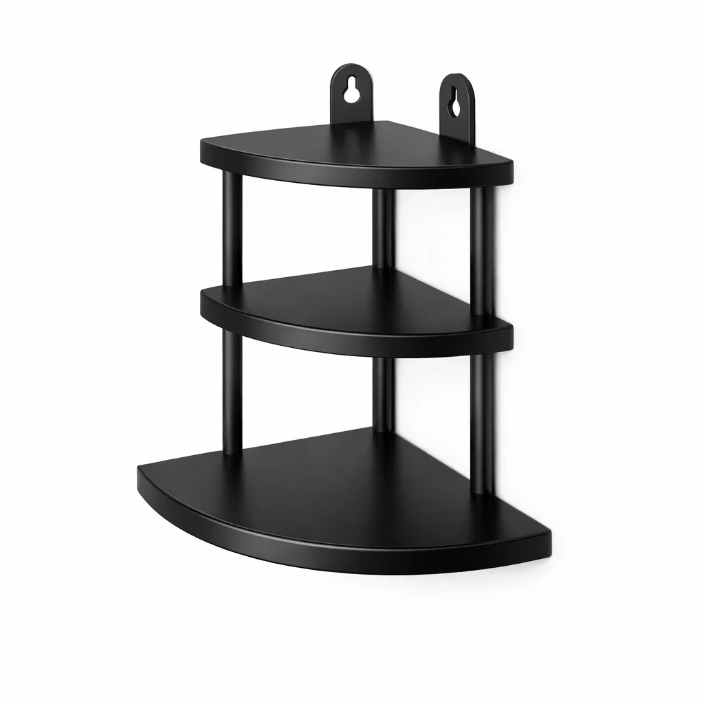 Black Corner Wall Storage Rack-modwoodly