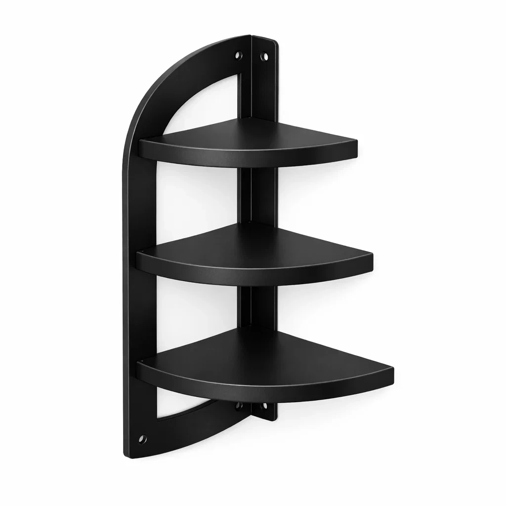 Black Corner Wall Mounted Storage Rack-modwoodly