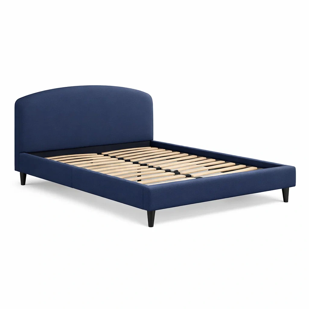 Minimal Upholstered Bed Frame with Curved Headboard-woodnestle