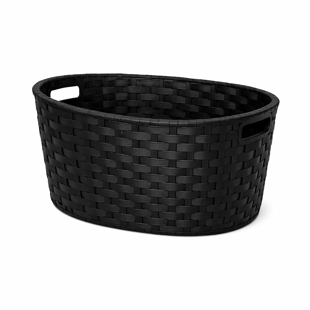 Woven Storage Basket Oval Black-timberlynest