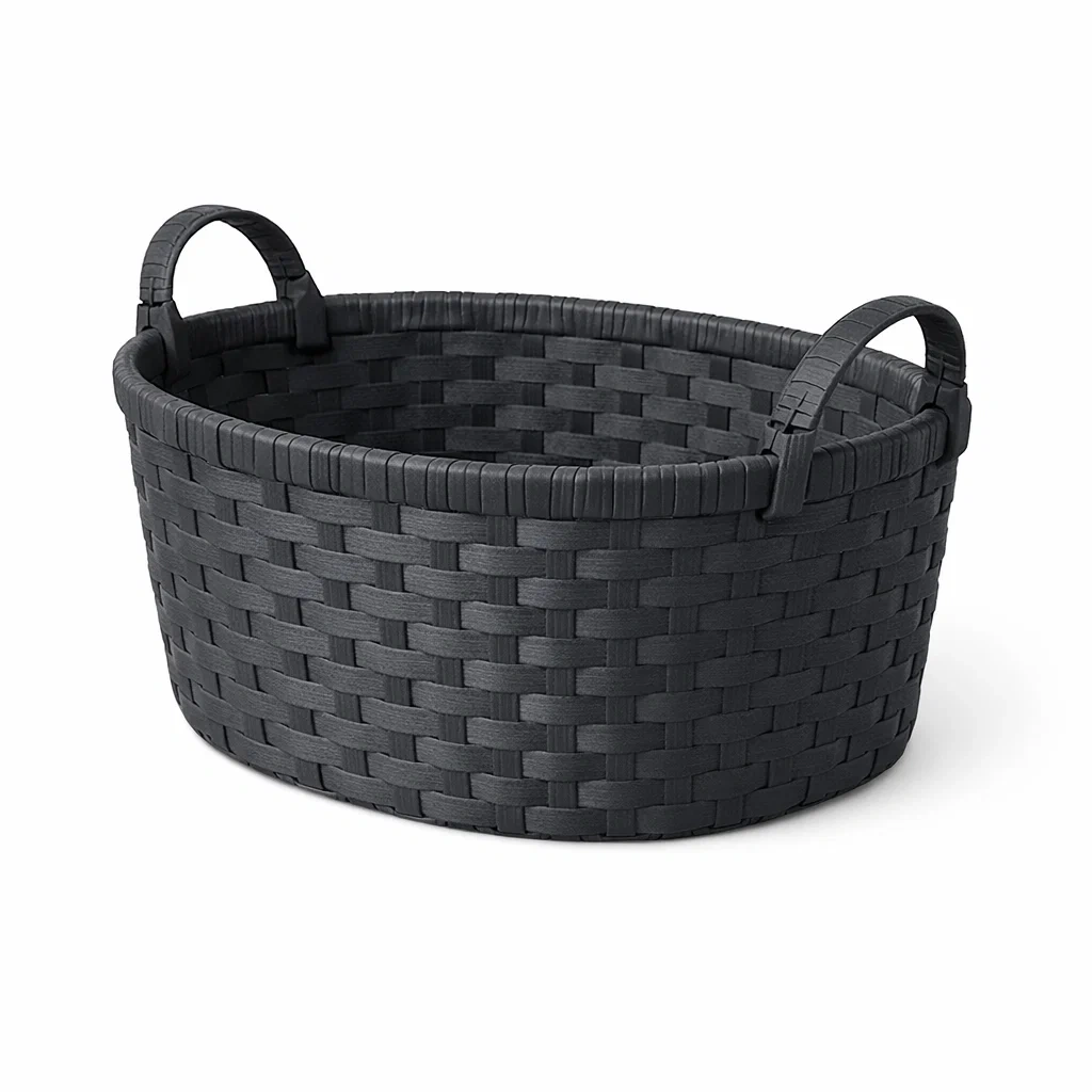 Woven Storage Basket Oval Dark Grey-timberlynest