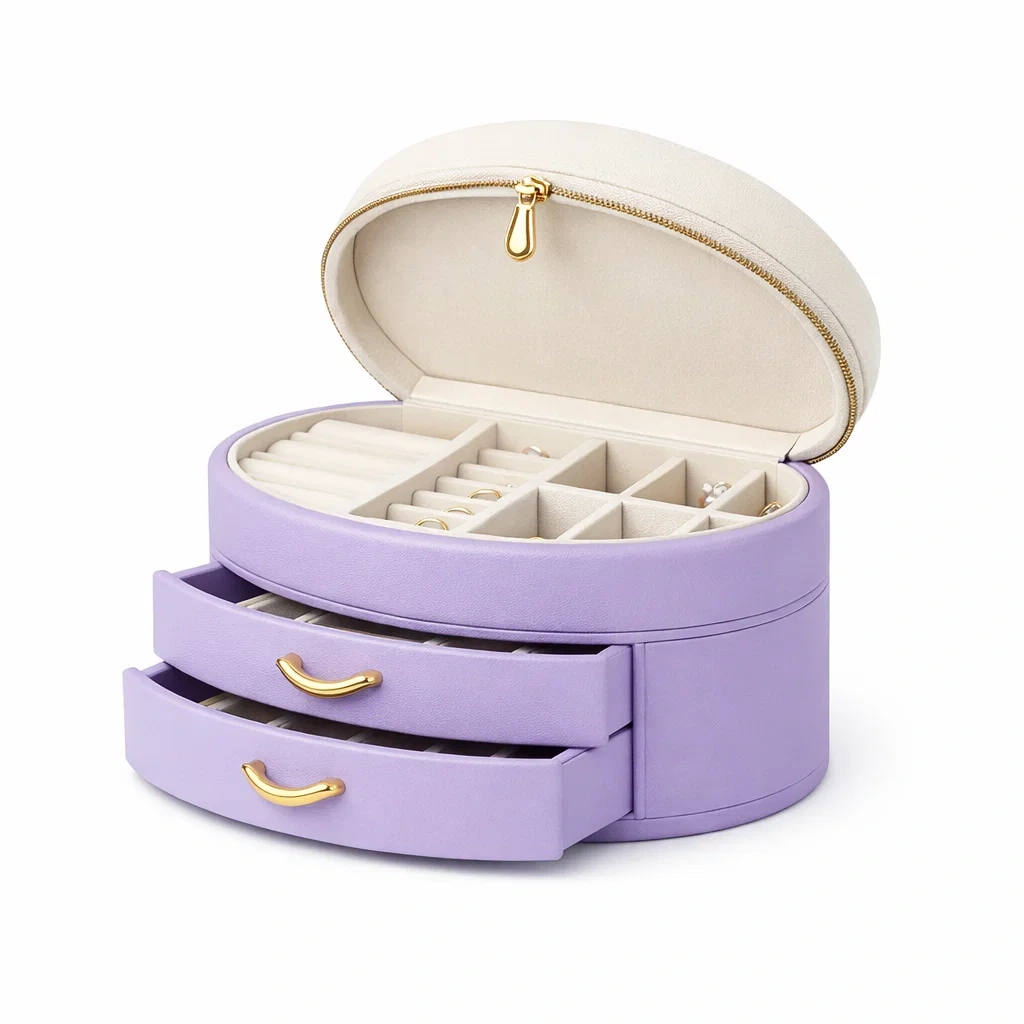 Oval Jewellery Box Purple-timberlynest