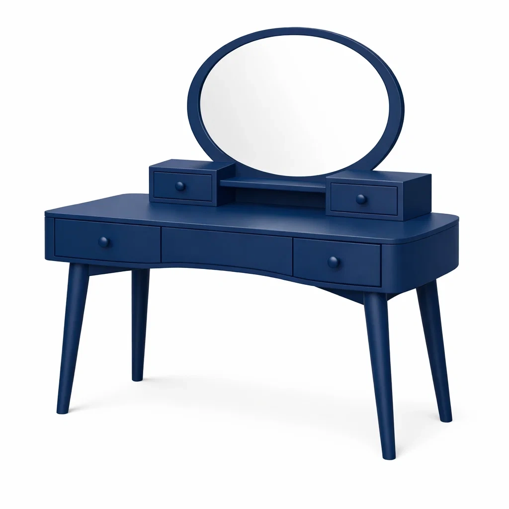 Blue Vanity Table with Mirror-timberlynest