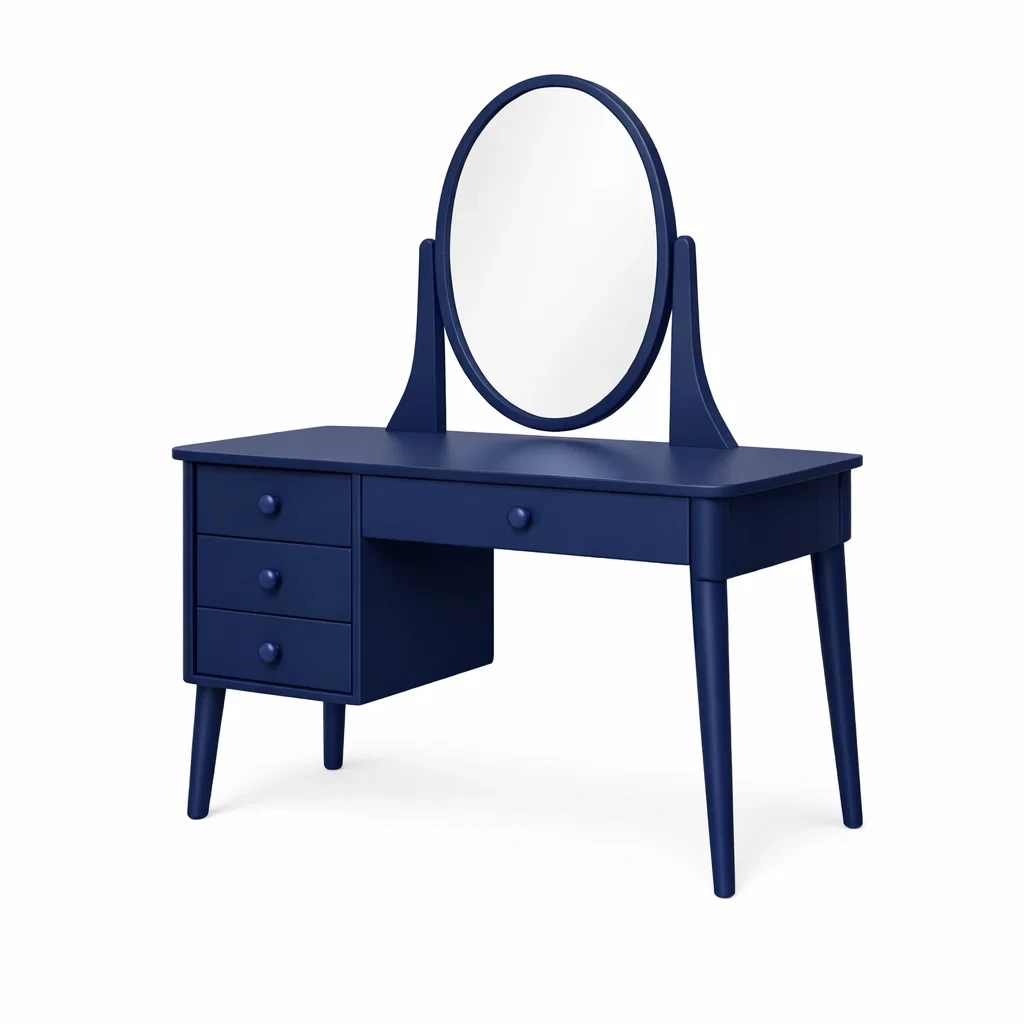 Blue Dressing Table with Storage Cabinet-timberlynest