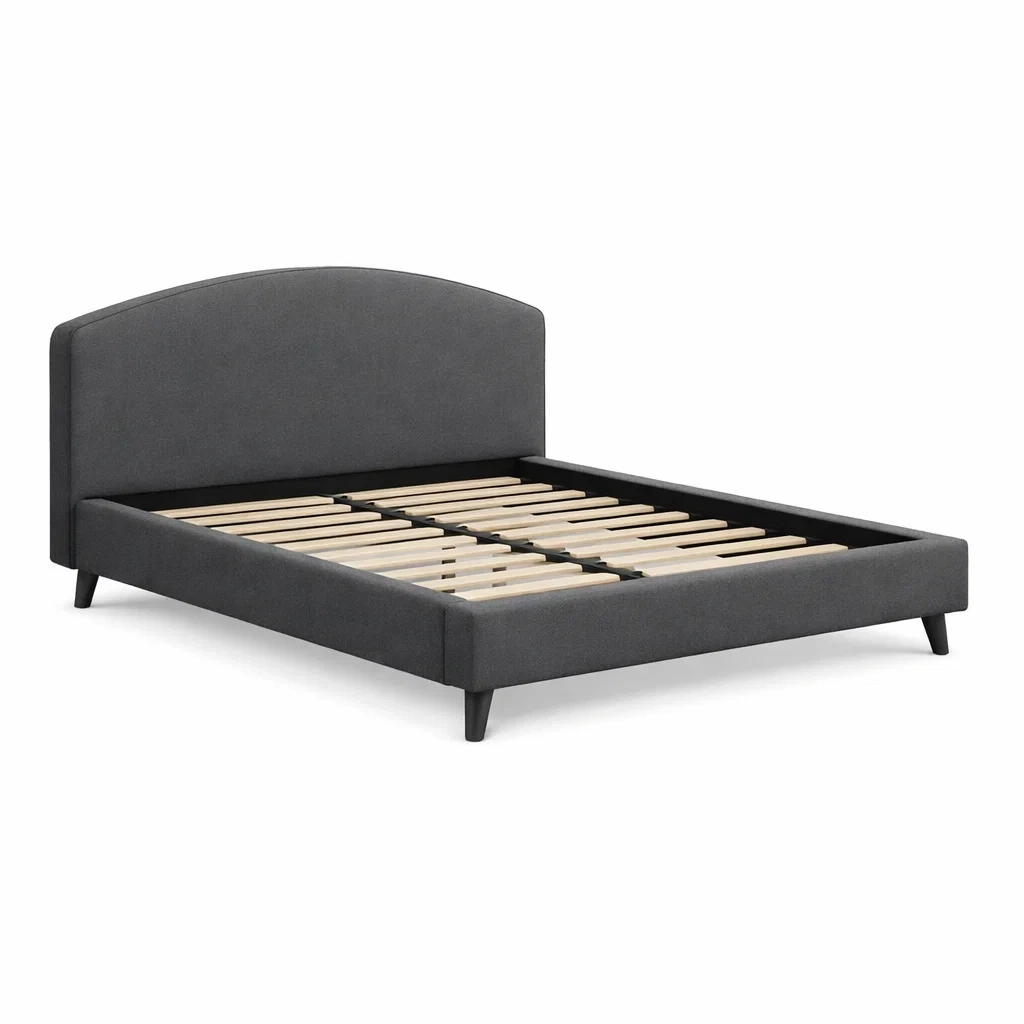 Upholstered Bed Frame Dark Grey-casatimberco