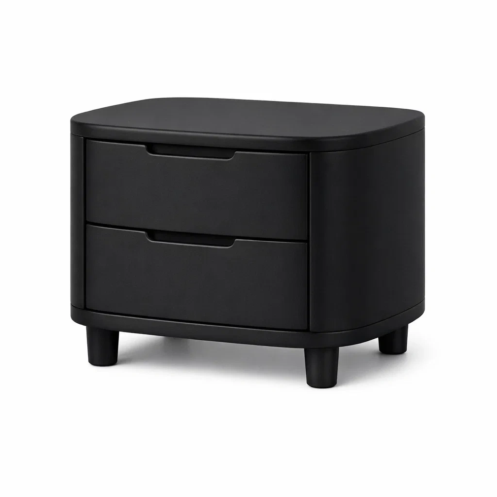 Black Two Drawer Bedside Table-casatimberco