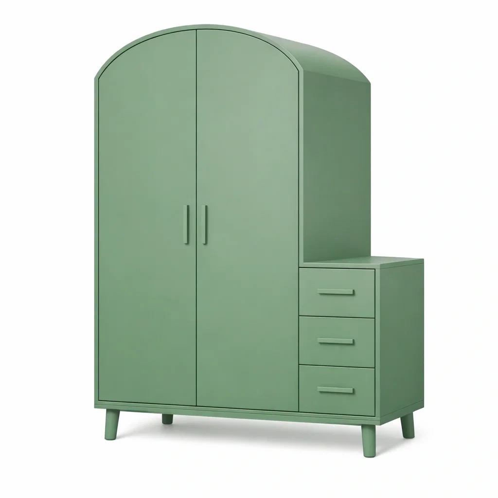 Arched Wardrobe with Drawer Unit C Green-casatimberco