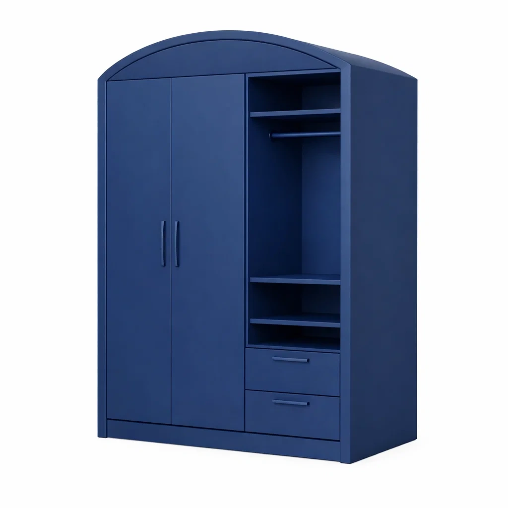 Arched Wardrobe with Open Section C Blue-casatimberco