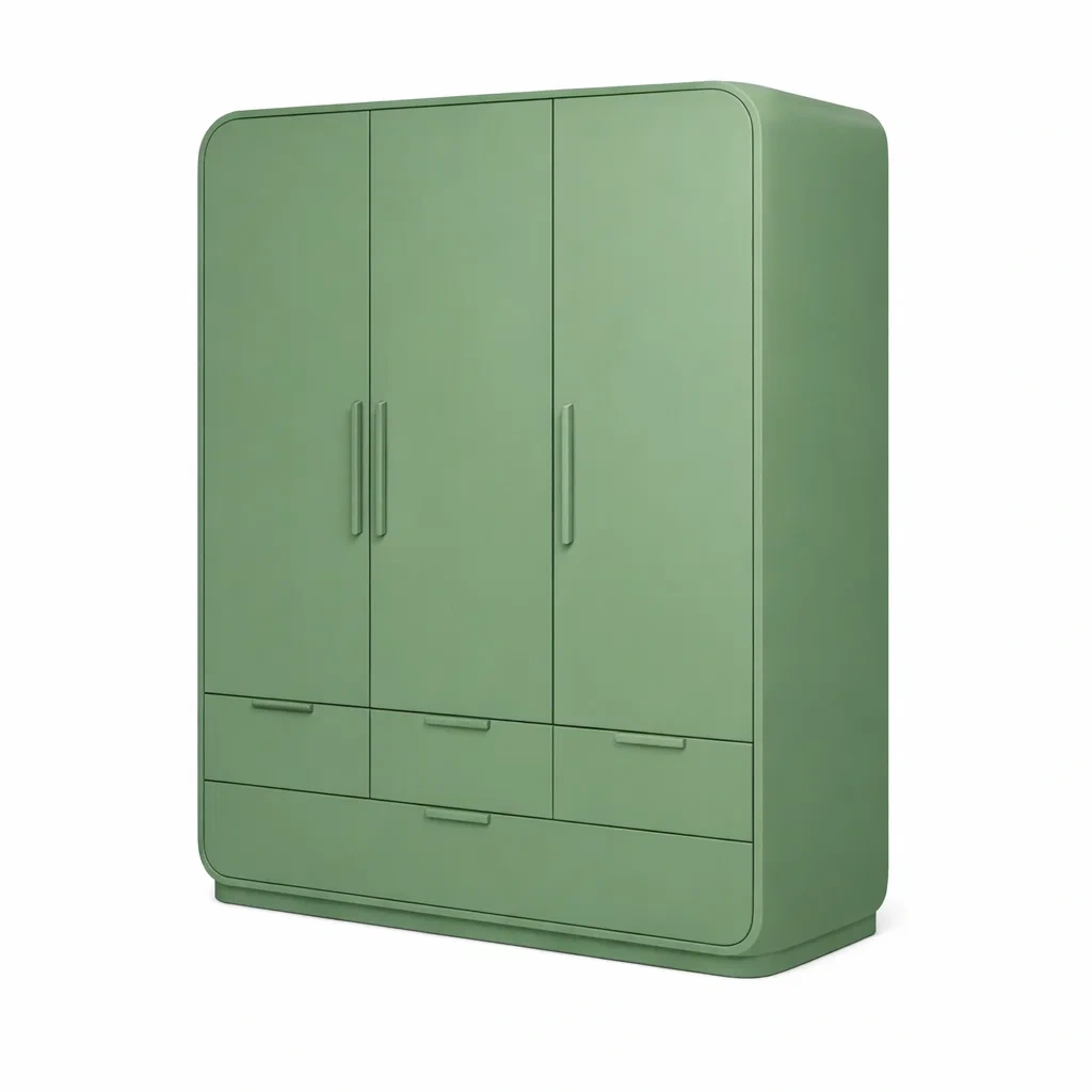 Three Door Wardrobe with Drawers C Green-casatimberco