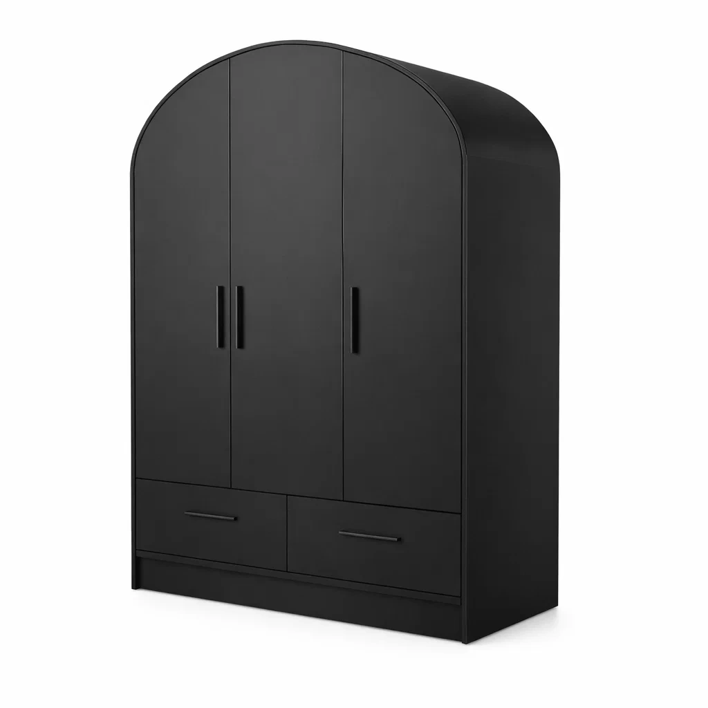 Arched Door Wardrobe Cabinet C Black-casatimberco