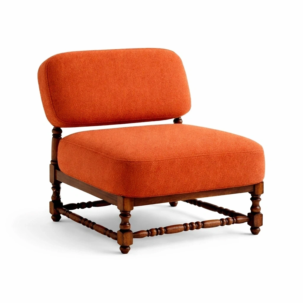 Bright Orange Fabric Sofa-basebraid