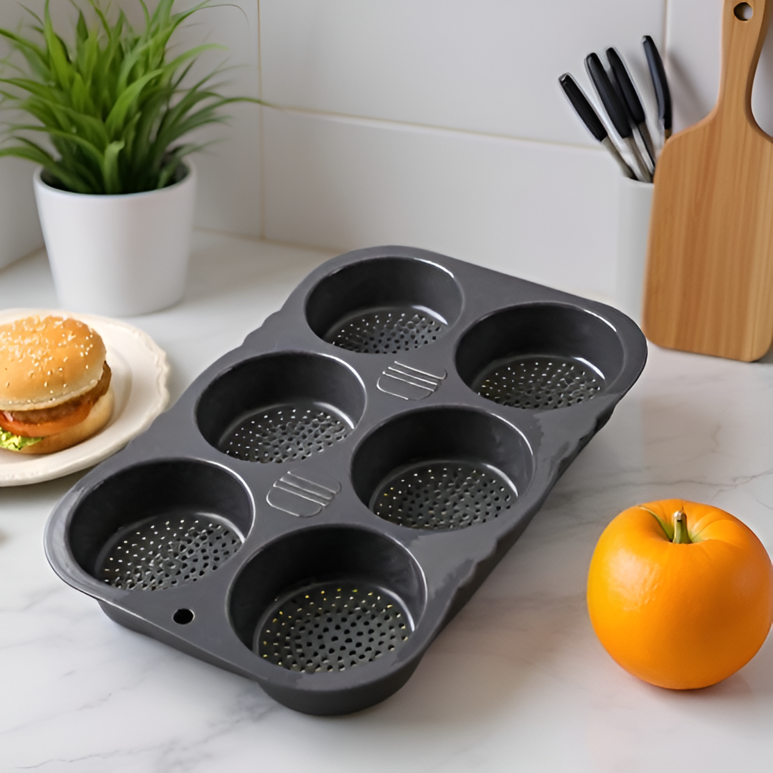 Step-by-step use of silicone hamburger mold