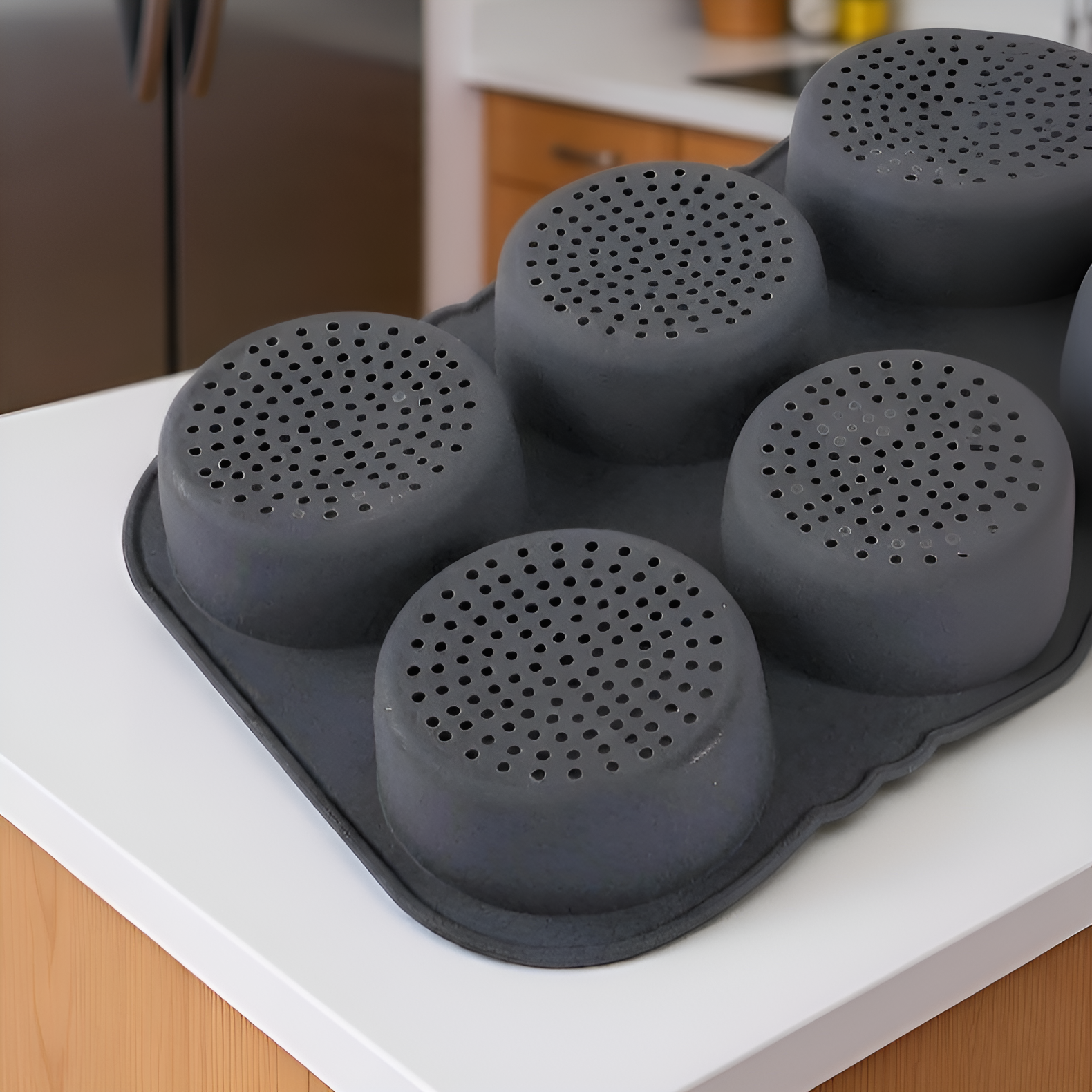 Easy to clean silicone burger mold in kitchen setting