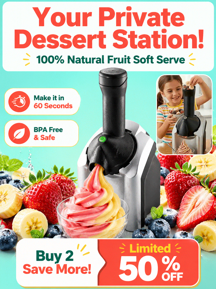 100% Pure Fruit Ice Cream Maker - 60s Auto Dessert Machine, Healthy & Zero Fat for Family
