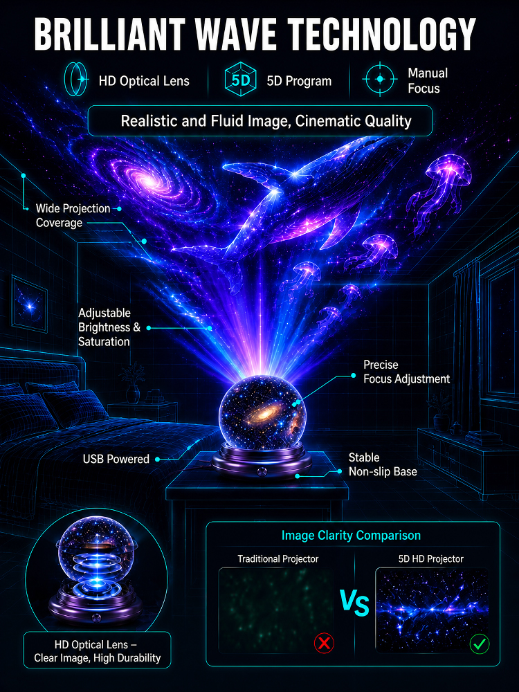 4K Ultra HD Holographic Floating Aurora Star Projector