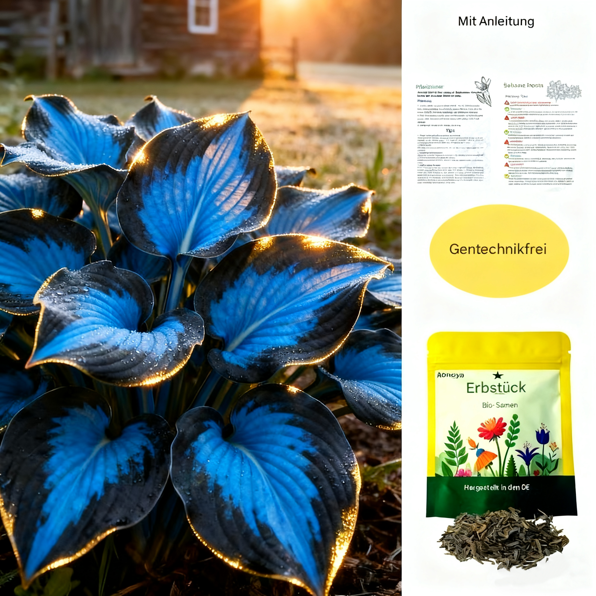 💥 Специална оферта 2026 🌌 Семена от хоста „Midnight Blue Heart“ – многогодишно сенколюбиво градинско растение 🌿