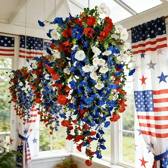 ✨Függetlenség Napi Akció❤️🤍💙 🇺🇸 Piros, fehér és kék virágok Amerika 250. születésnapjára – Tökéletes a verandára és a buliba 💐