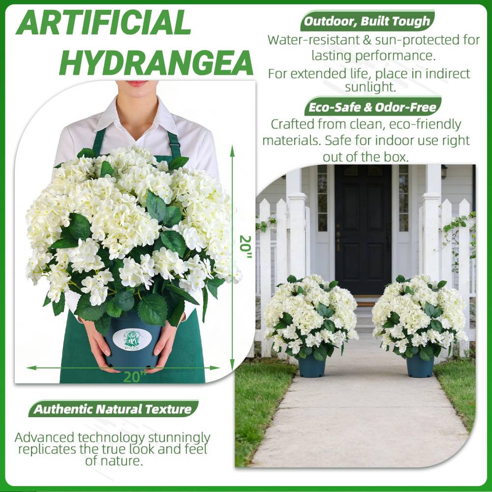🔥Last Day 70% OFF🔥Artificial Outdoor Hydrangea Flowers - UV resistant, Waterproof, Windproof
